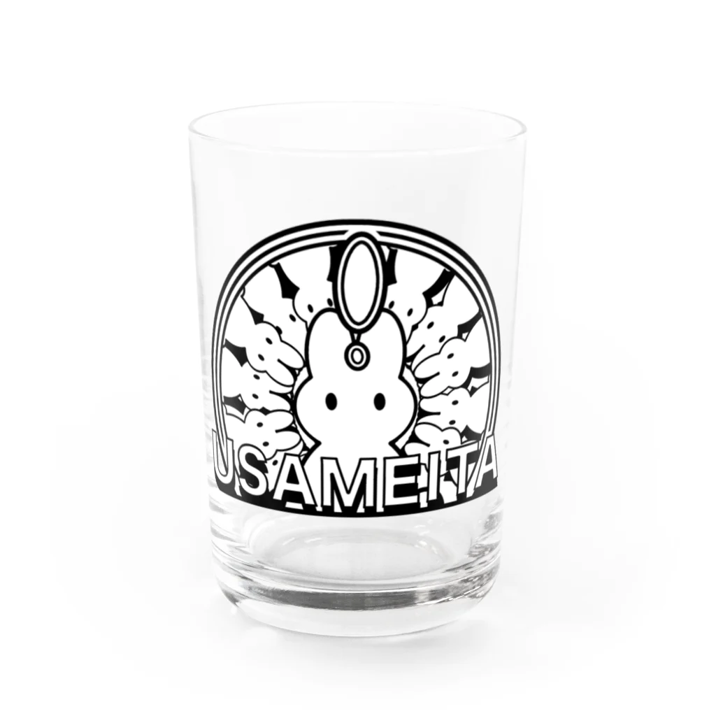 ✨🌈✨ユラクラカン🇯🇵 ✨🌈✨のUSAMEITA うさぎ　モノクロ Water Glass :front