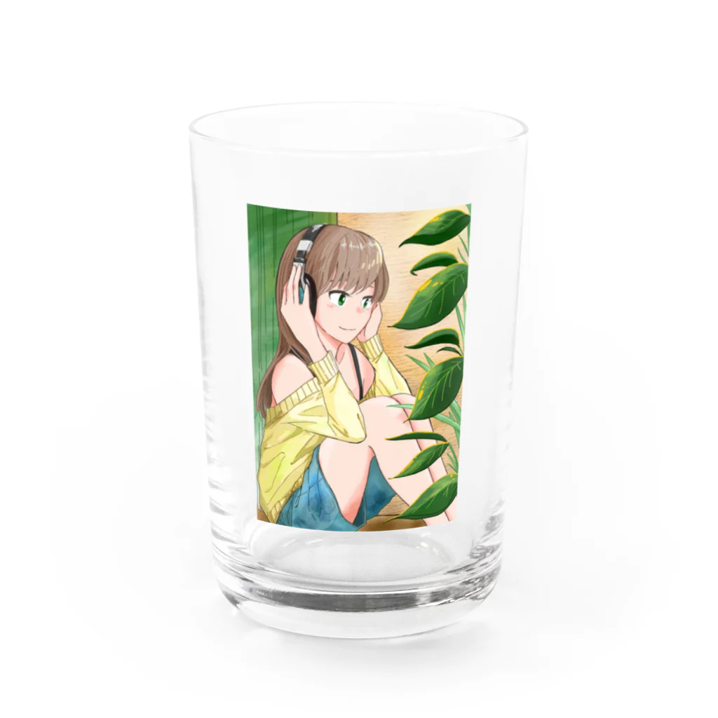 ごま幾三のお店のヘッドフォンの少女B Water Glass :front