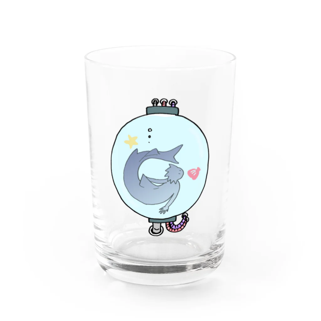 杜の魚のカプセル人魚（泳） Water Glass :front