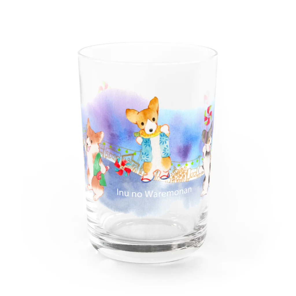 朱留のお祭りコーギー犬 Water Glass :front