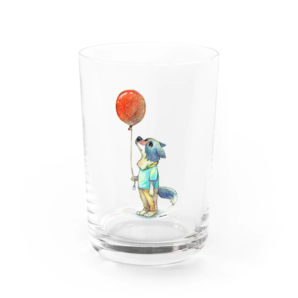 Miyu_theBcollieの風船が怖いボーダーコリー Water Glass :front