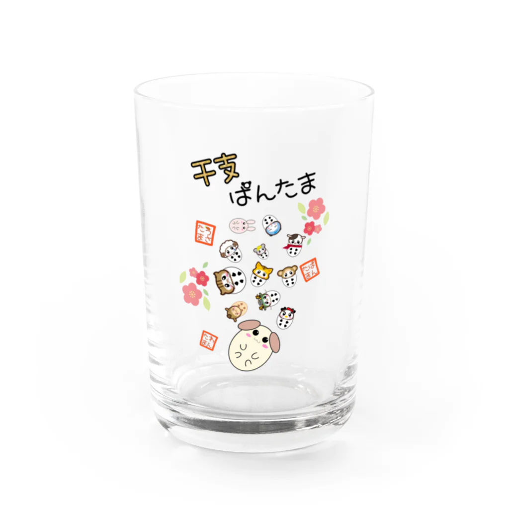 YmMy_shopのぱんたま　干支ver Water Glass :front