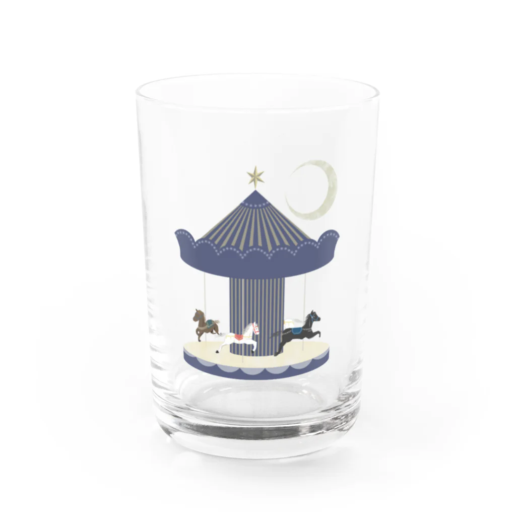 ぴよねこ(nikoneko)の月夜のメリーゴーランド Water Glass :front