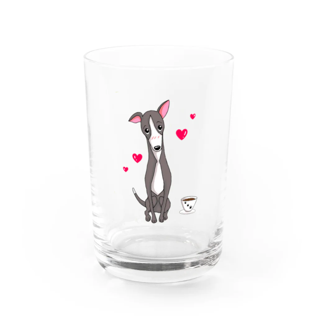 似顔絵工房HASAMIのイタリアングレイハウンド Water Glass :front