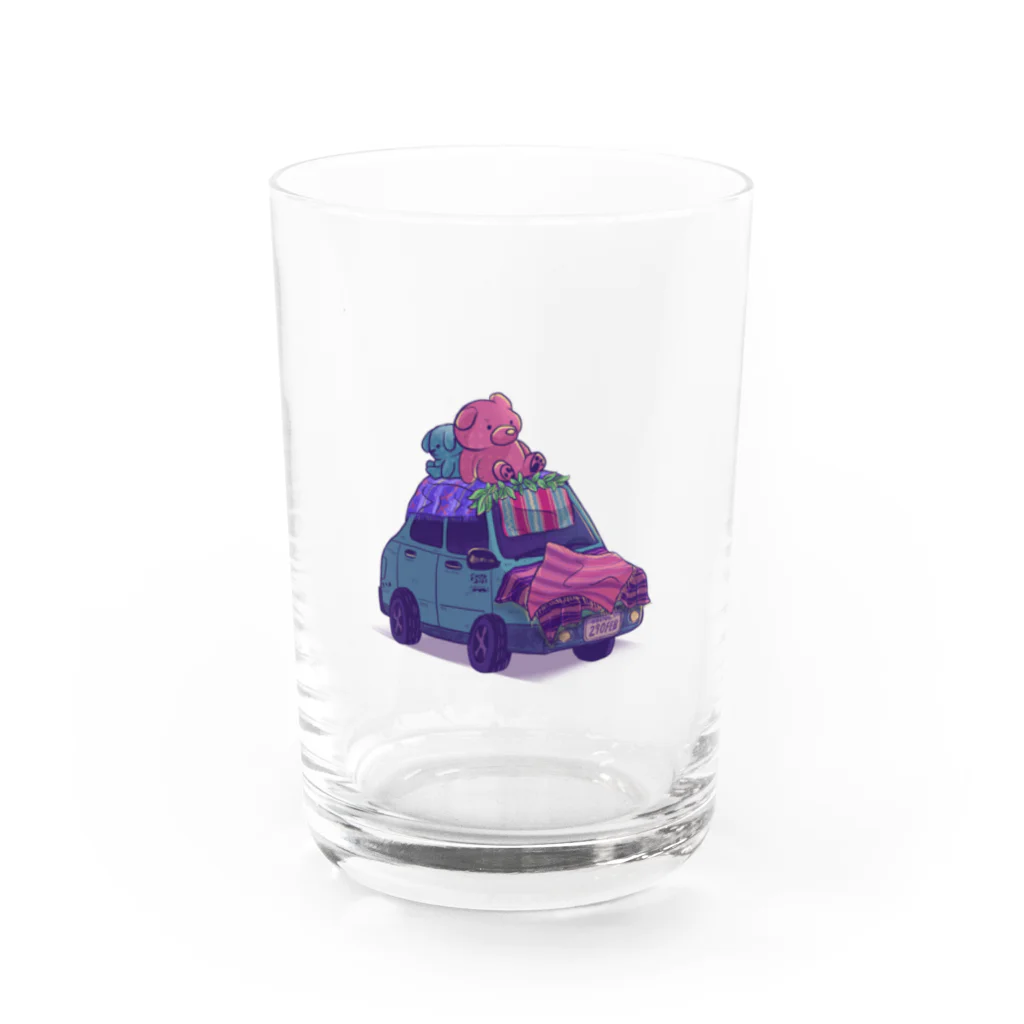 naty's doodlesのくまちゃんonカー Water Glass :front