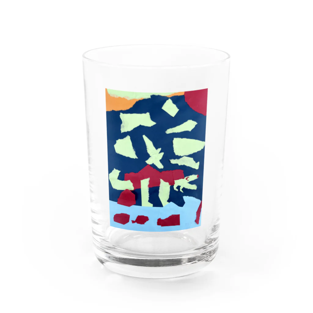 Hummingbirdの恐竜の世界の夜 Water Glass :front