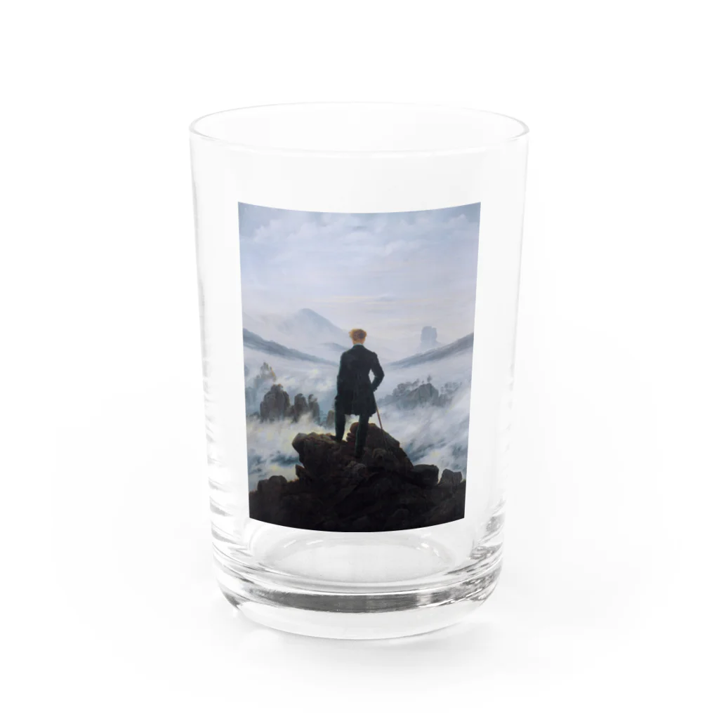 世界の絵画アートグッズのカスパー・ダーヴィト・フリードリヒ《雲海の上の旅人》 Water Glass :front