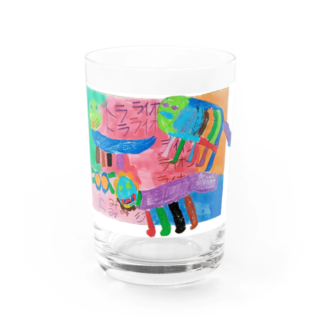 futaba_npoのトラとライオンとメガネ Water Glass :front