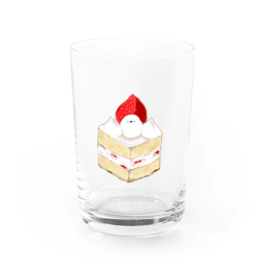 【シマエナガグッズ】ちくわファクトリーのシマエナガ ショートケーキ たぶん Water Glass :front