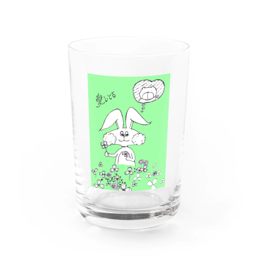 【Yuwiiの店】ゆぅぅぃーのうさ恋★愛してる　クローバー グラス前面