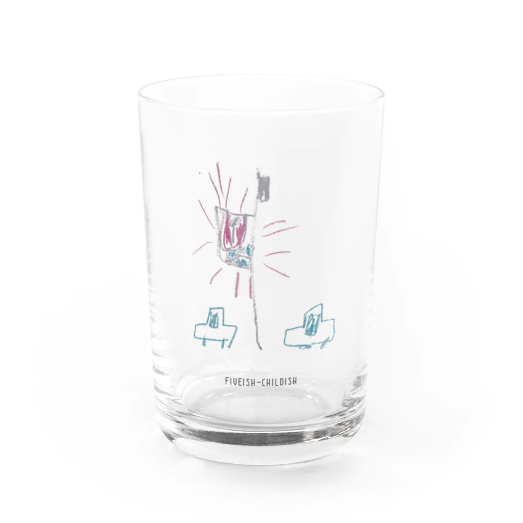 fiveish childish（ファイブイッシュ・チャイルディッシュ）の信号と車2台_カラーB Water Glass :front