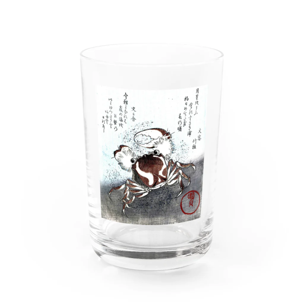 PALA's SHOP　cool、シュール、古風、和風、の水辺を歩く蟹 Water Glass :front