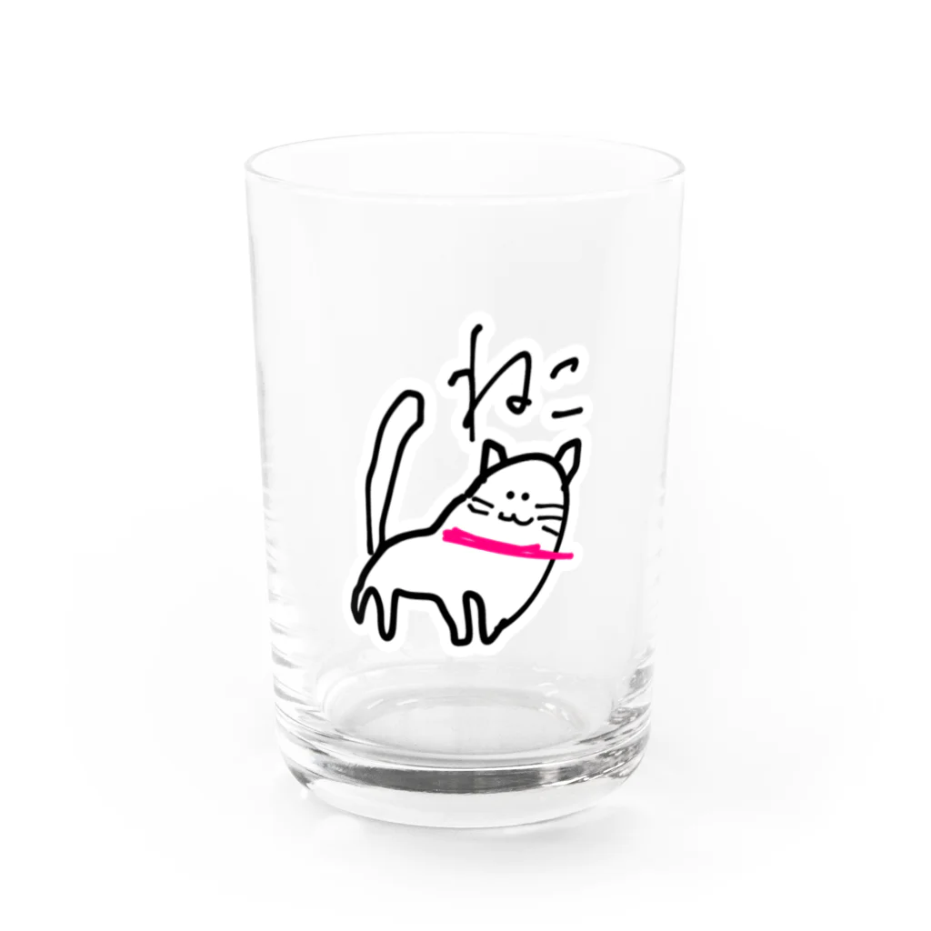 mautaの左肩でアタックする猫 Water Glass :front