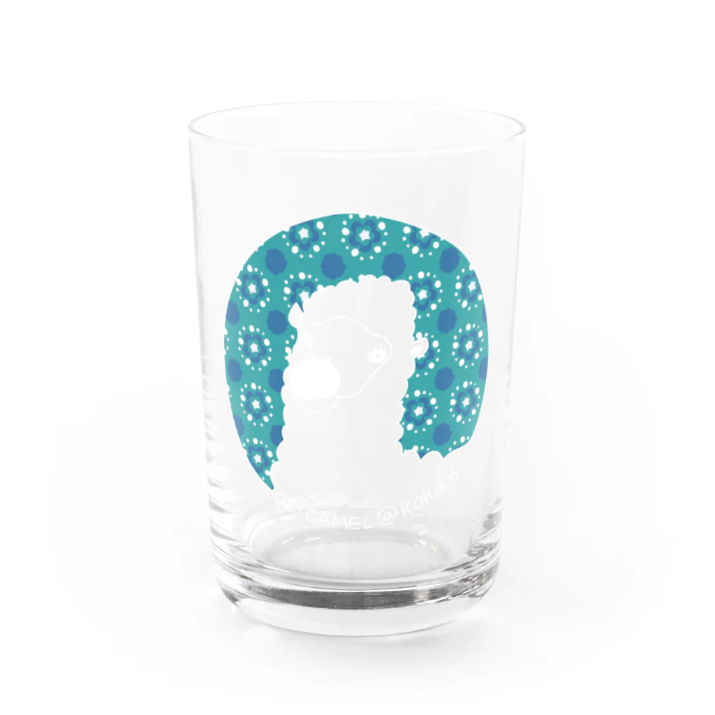 KOKaKのおじキャメル　ロゴはな Water Glass :front