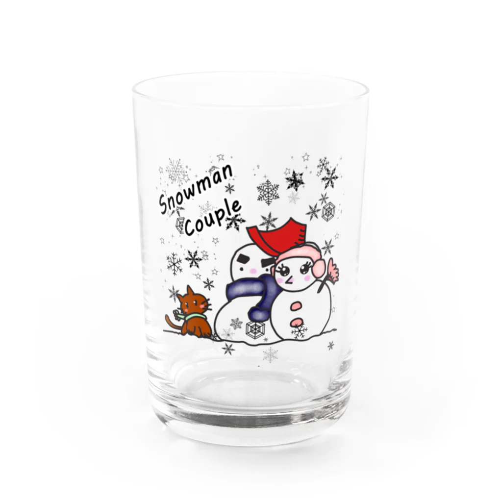 Oh!Challeの雪だるまちゃんカップル Water Glass :front