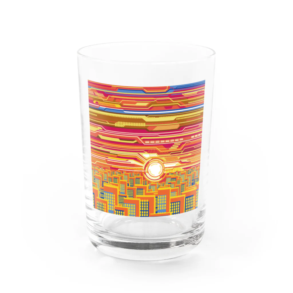 Yaukanの暗号化された夕日 Water Glass :front