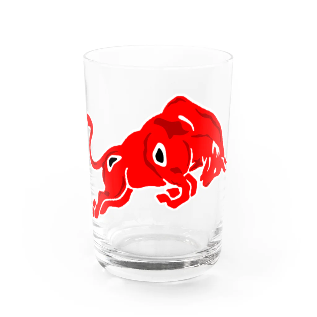 会津・赤ベコ＆ヒーロー販売所の会津・赤ベコ風猛牛 Water Glass :front