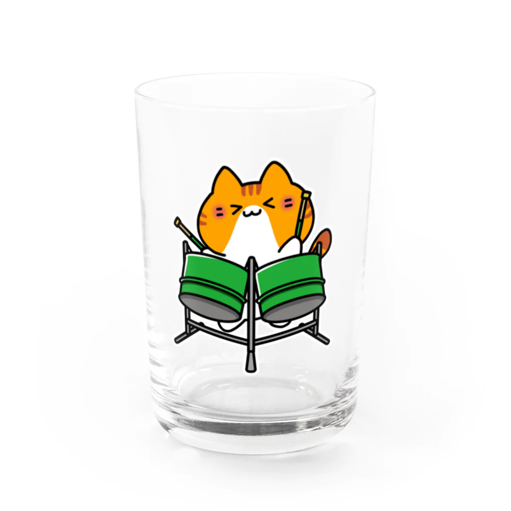  ふじねこ屋のダブルギターパンねこ Water Glass :front