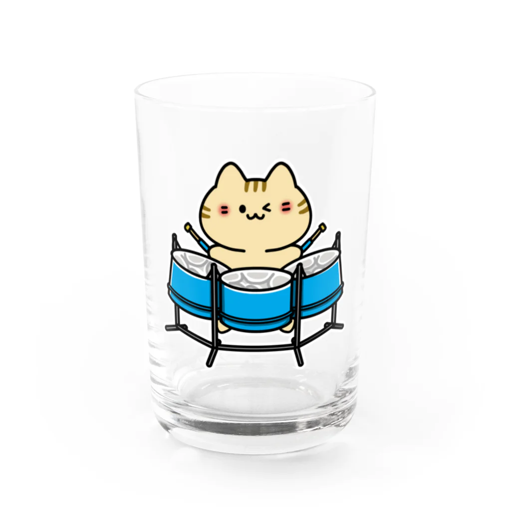  ふじねこ屋のトリプルチェロパンねこ Water Glass :front