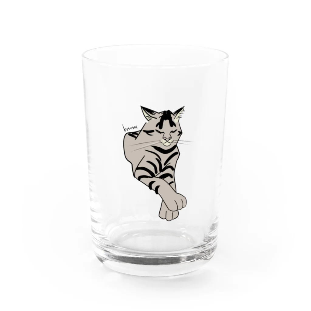 ハチワレ猫のハチベエのお上品なキジトラ猫 Water Glass :front