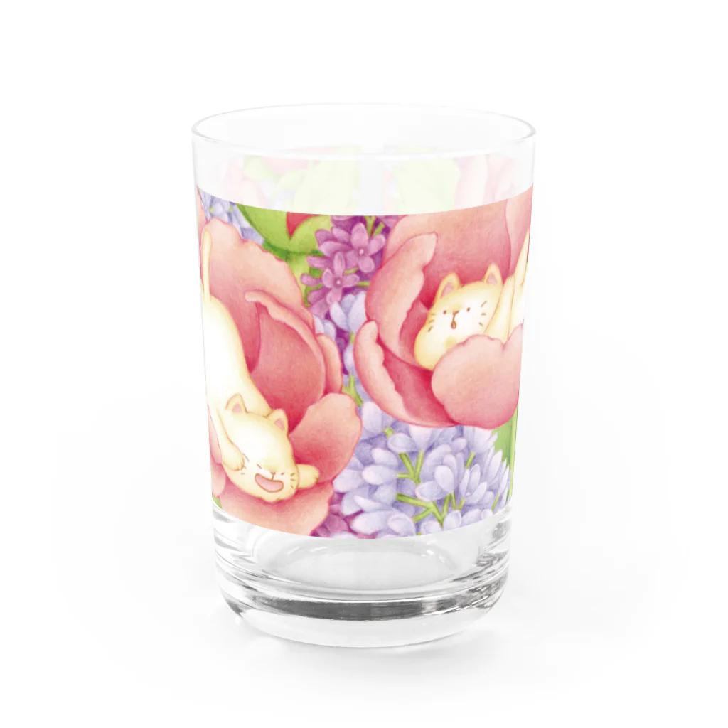 とむのもちもちねことお花畑 Water Glass :front