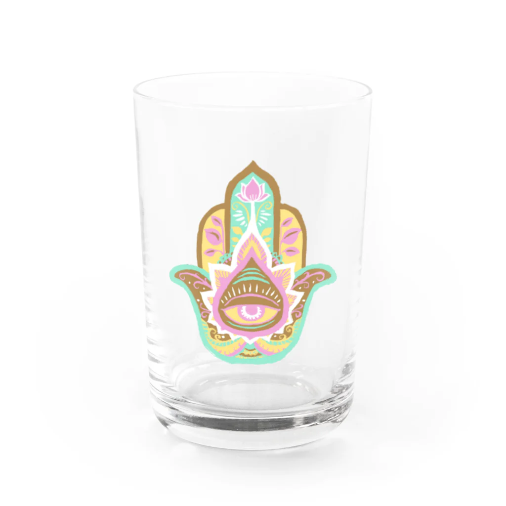 IZANAMI by Akane Yabushitaの誕生石色✋ハムサの手（10月・オパール） Water Glass :front