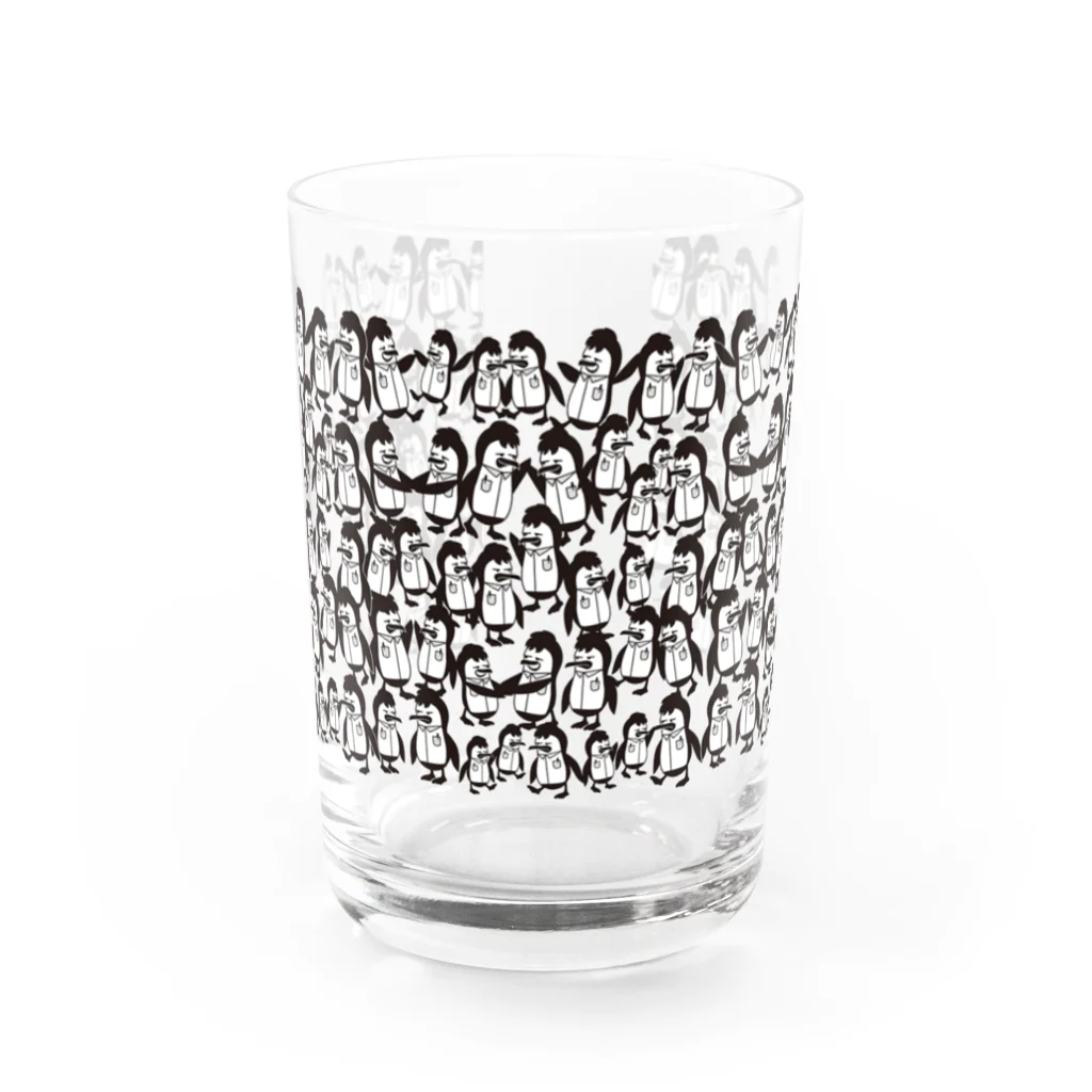 ロゴTシャツのひよこ堂のペンギン PENGUIN 大集合プリント Water Glass :front