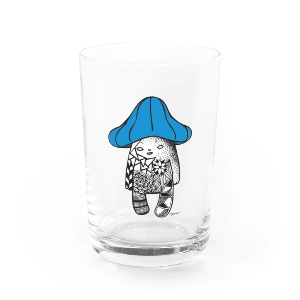 とおにゅう屋のきのこまる（青色） Water Glass :front