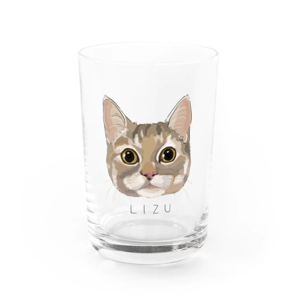 みきぞーん｜保護猫 ミッキー画伯と肉球とおともだちのlizu Water Glass :front