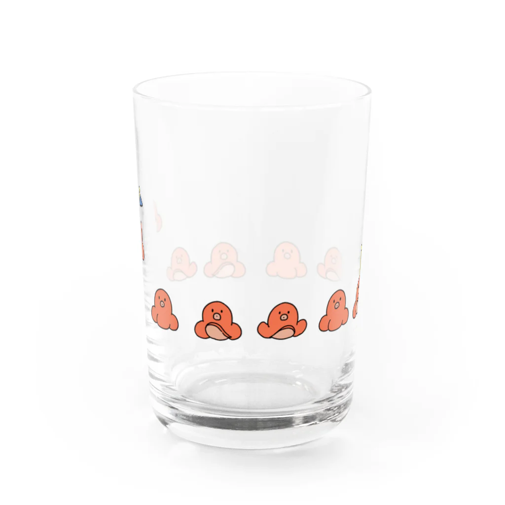 nou(のう)の長い列のタコさんウインナーズ Water Glass :front