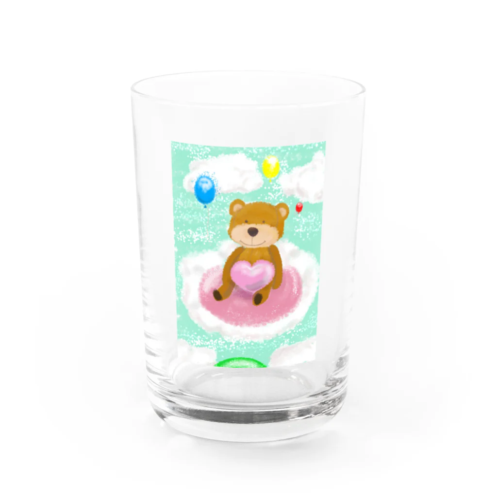 _melon_aki_のおさんぽ　テディベア  Water Glass :front