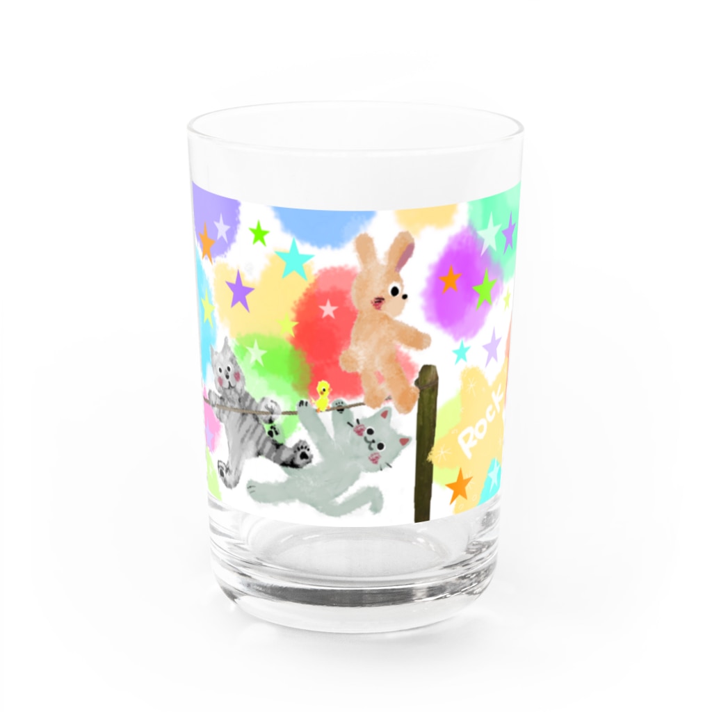 ʚ一ノ瀬 彩 公式 ストアɞのゆめかわアニマル:星【犬猫鳥兎】 Water Glass :front