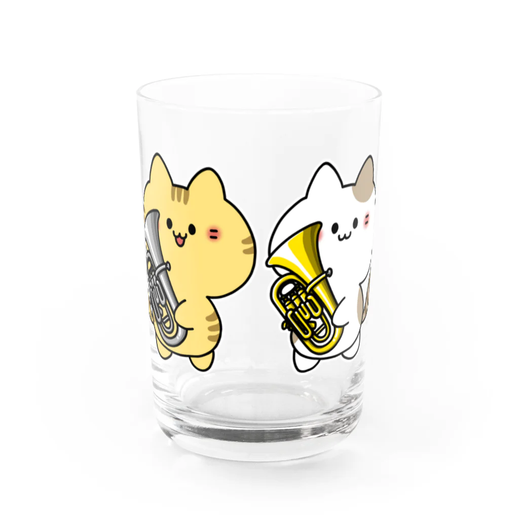  ふじねこ屋のユーフォニアム吹きのねこたち Water Glass :front