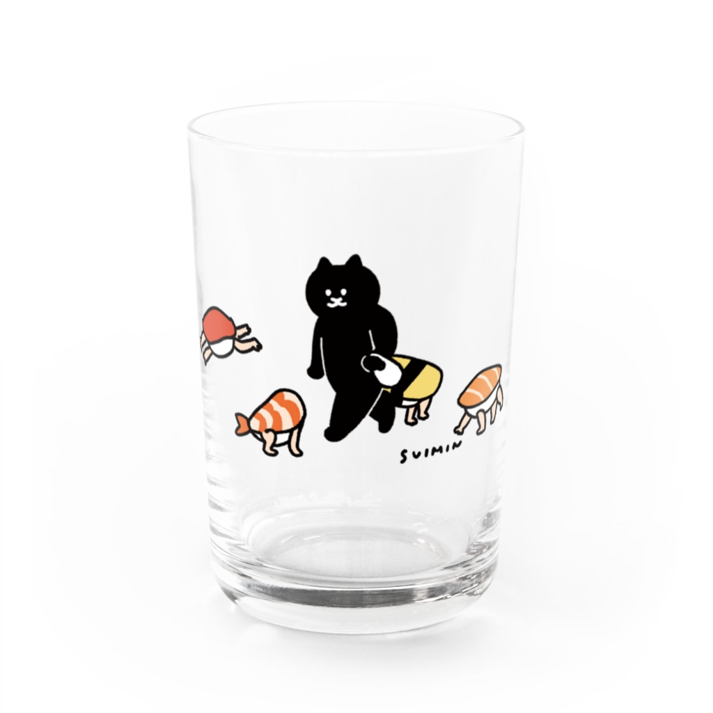 SUIMINグッズのお店の歩き出した寿司 Water Glass :front