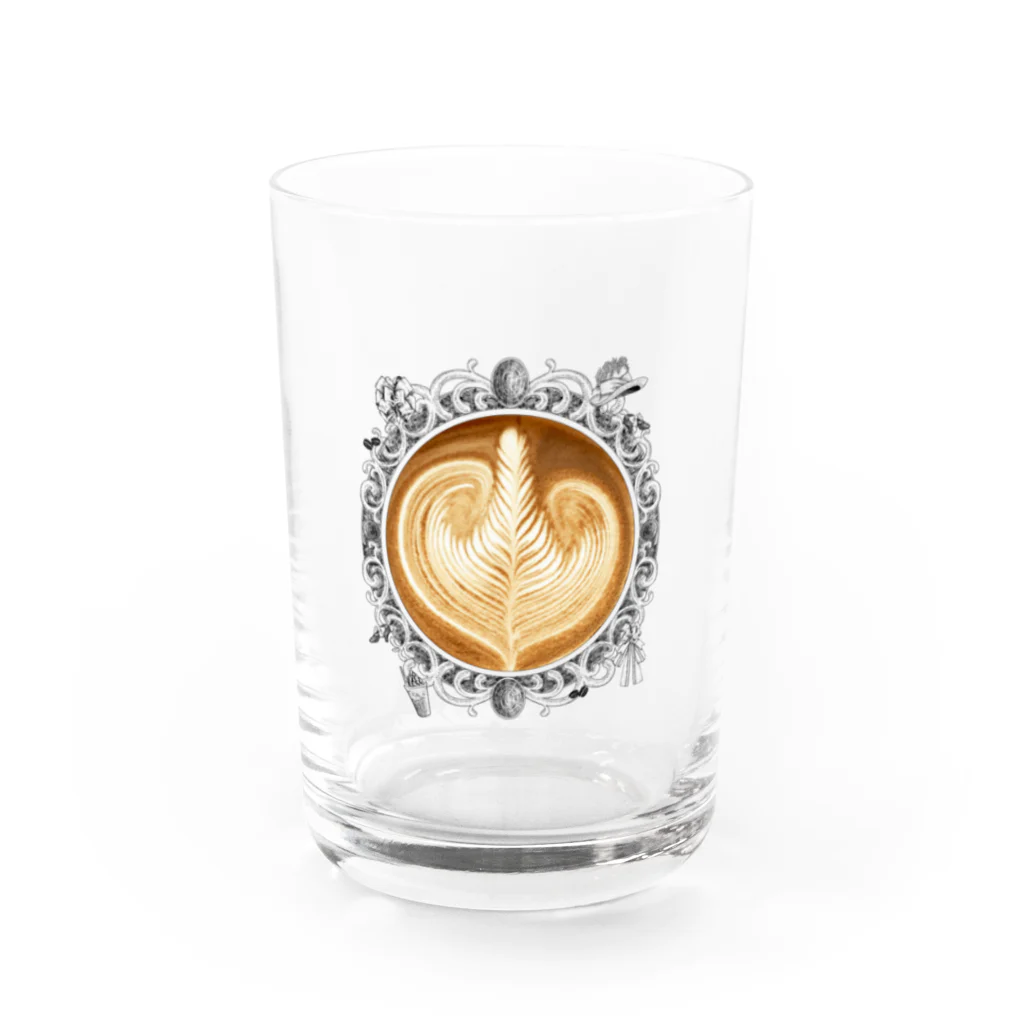 Prism coffee beanの【Lady's sweet coffee】ラテアート エレガンスリーフ / With accessories Water Glass :front