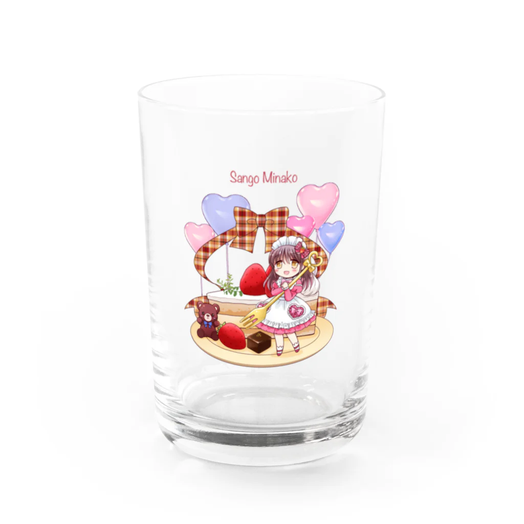 虹色珊瑚礁☆SUZURI店の苺ショートケーキ(name入り） Water Glass :front