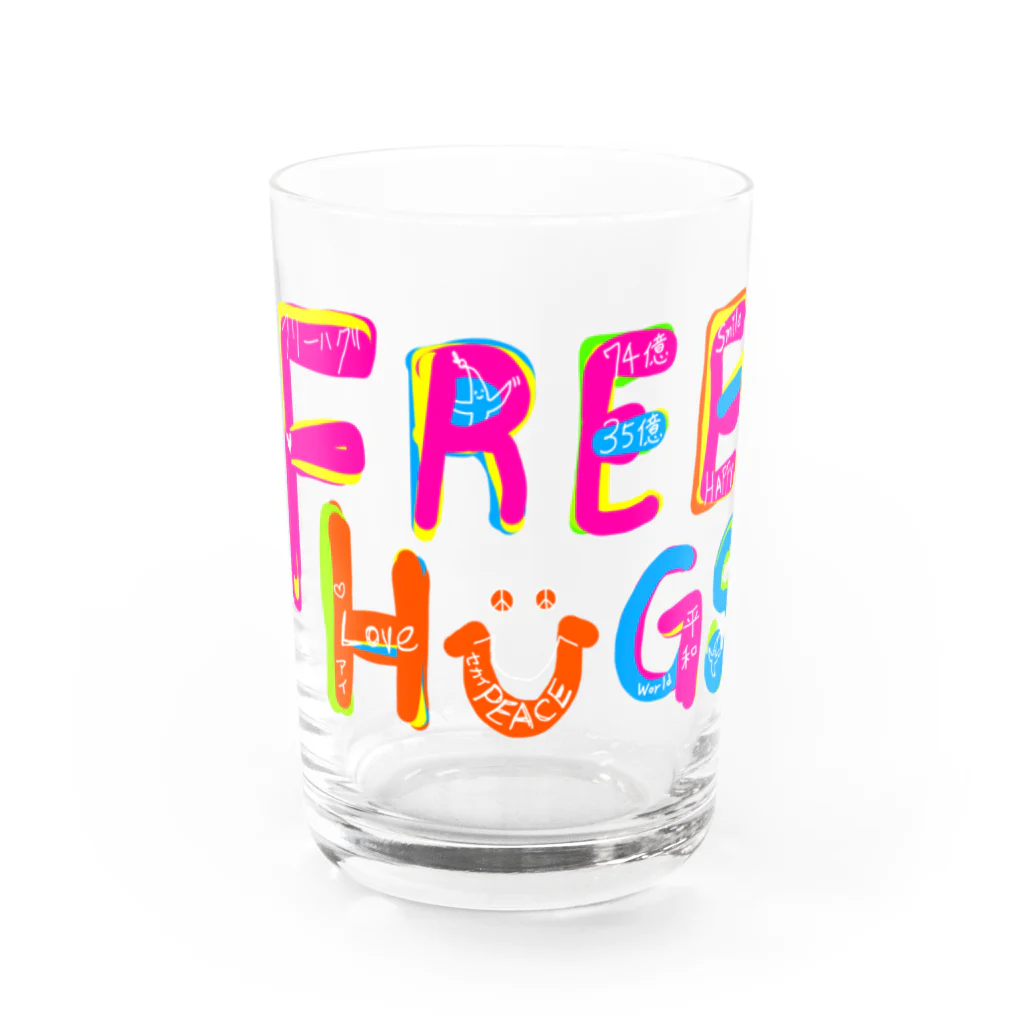 マジシャンもやしくんのショップのフリーハグ／FREE HUGS グラス前面