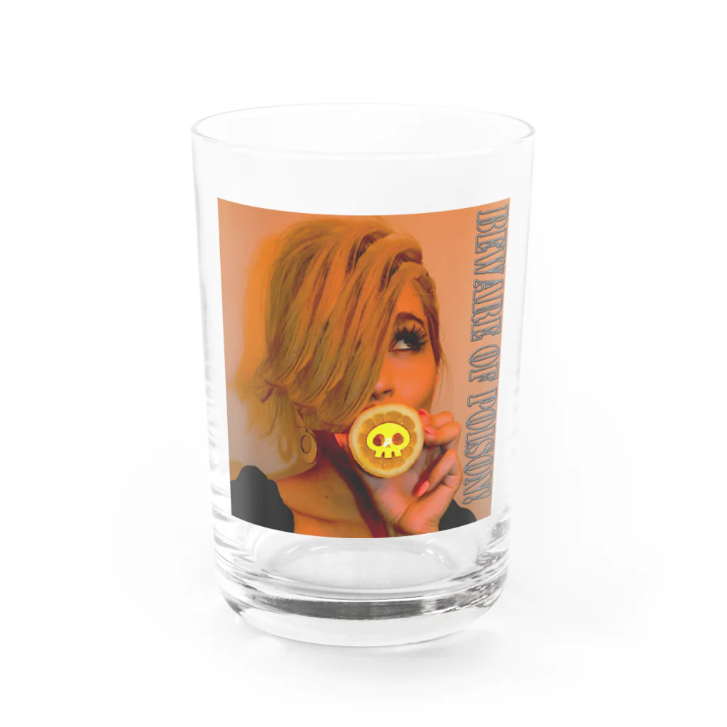 PALA's SHOP　cool、シュール、古風、和風、のBeware of poison!　　毒に注意！ Water Glass :front