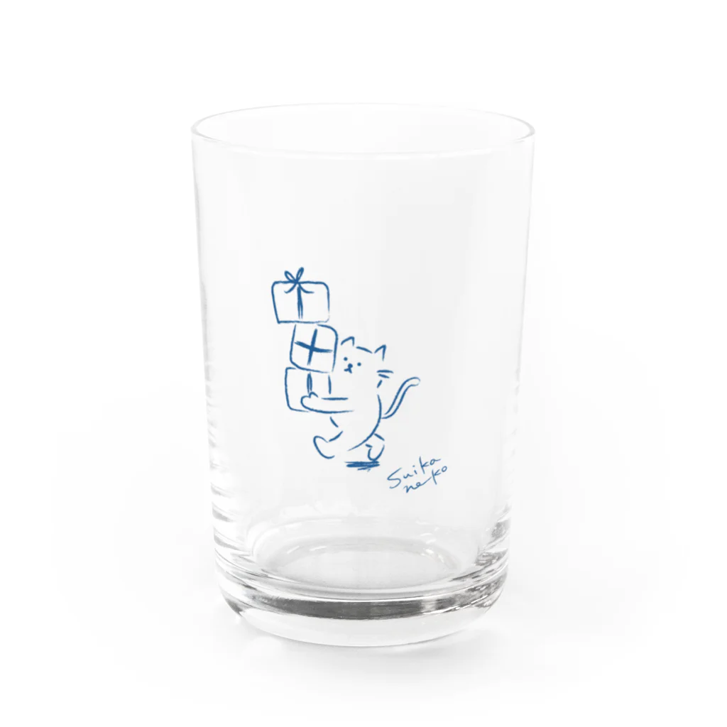 すいかねこのプレゼントネコ Water Glass :front