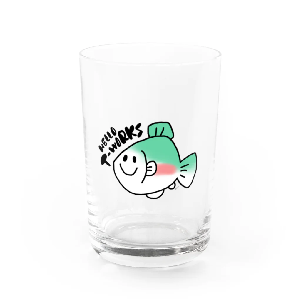 ハローティーワークスのニジマスどーん Water Glass :front