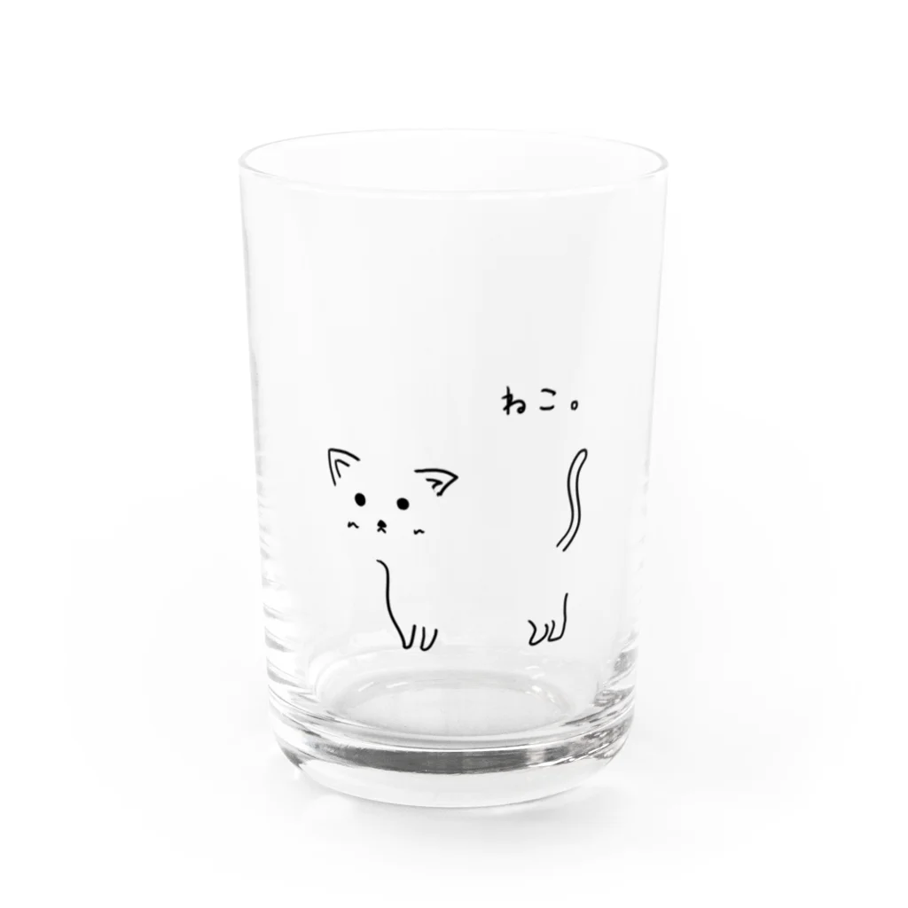 えんぴつのいえのねこ。黒字 Water Glass :front