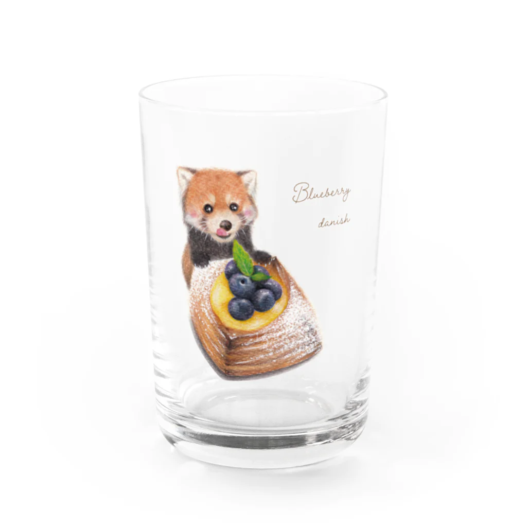 aiart aimiのブルーベリーデニッシュとレッサーパンダ Water Glass :front