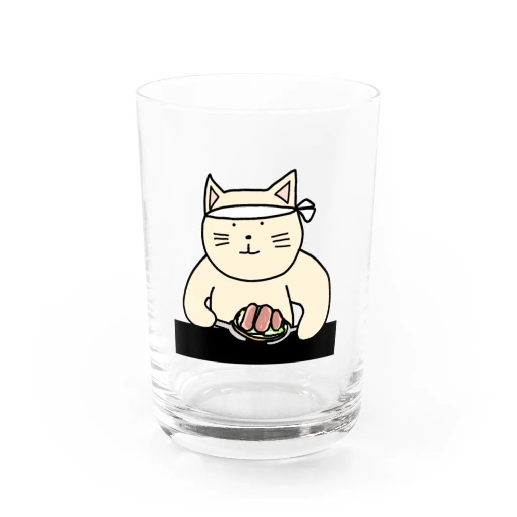 ＋Whimsyのお好み焼き屋さんねこ Water Glass :front