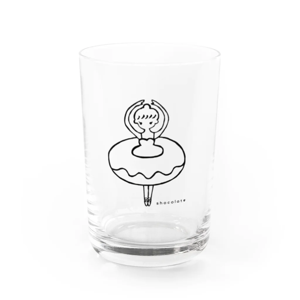 バレリーナのしょこれーとのドーナツチュチュのしょこれーと Water Glass :front