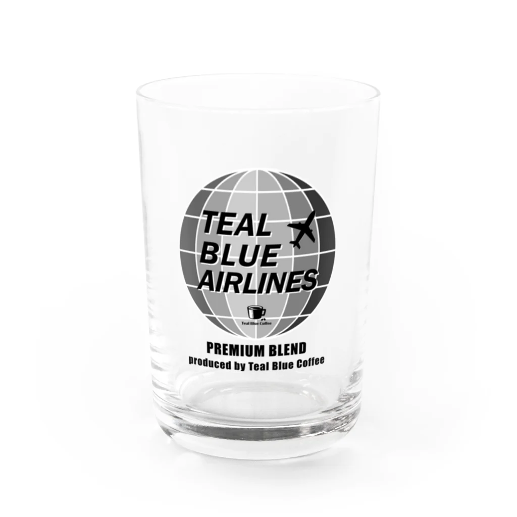 Teal Blue CoffeeのTEAL BLUE AIRLINES - grayscale Ver. - Water Glass :front