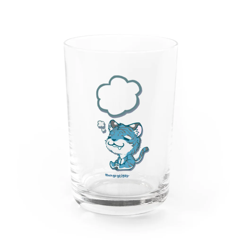 89虎の巣穴のひもじい青虎 Water Glass :front