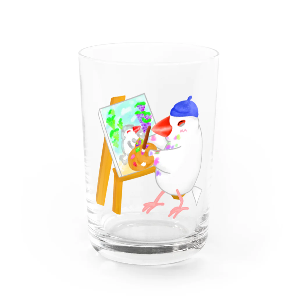 Lily bird（リリーバード）の芸術の秋文鳥 Water Glass :front