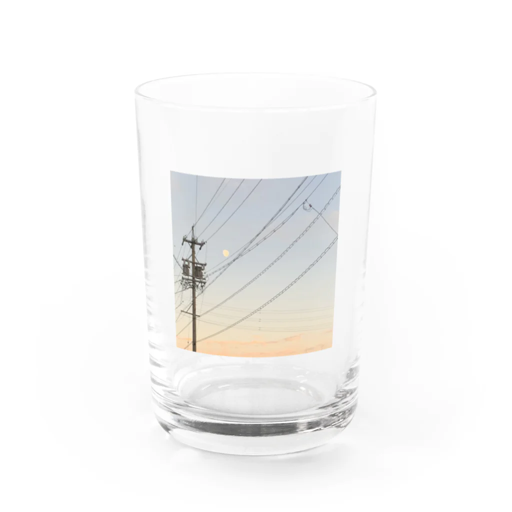 しろのいろいろしょっぷの電柱と月 Water Glass :front