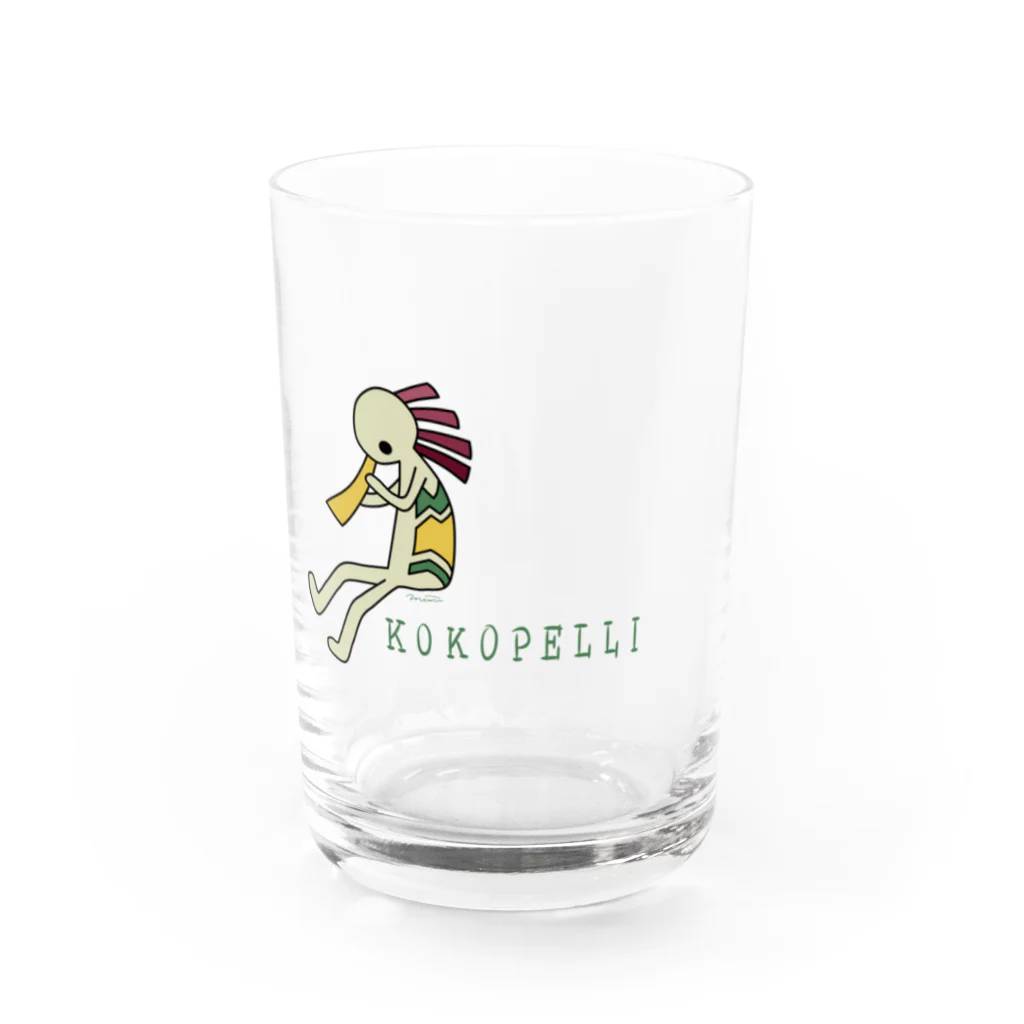 みみはんこ/消しゴムはんこのKokopelli (+logo) Water Glass :front