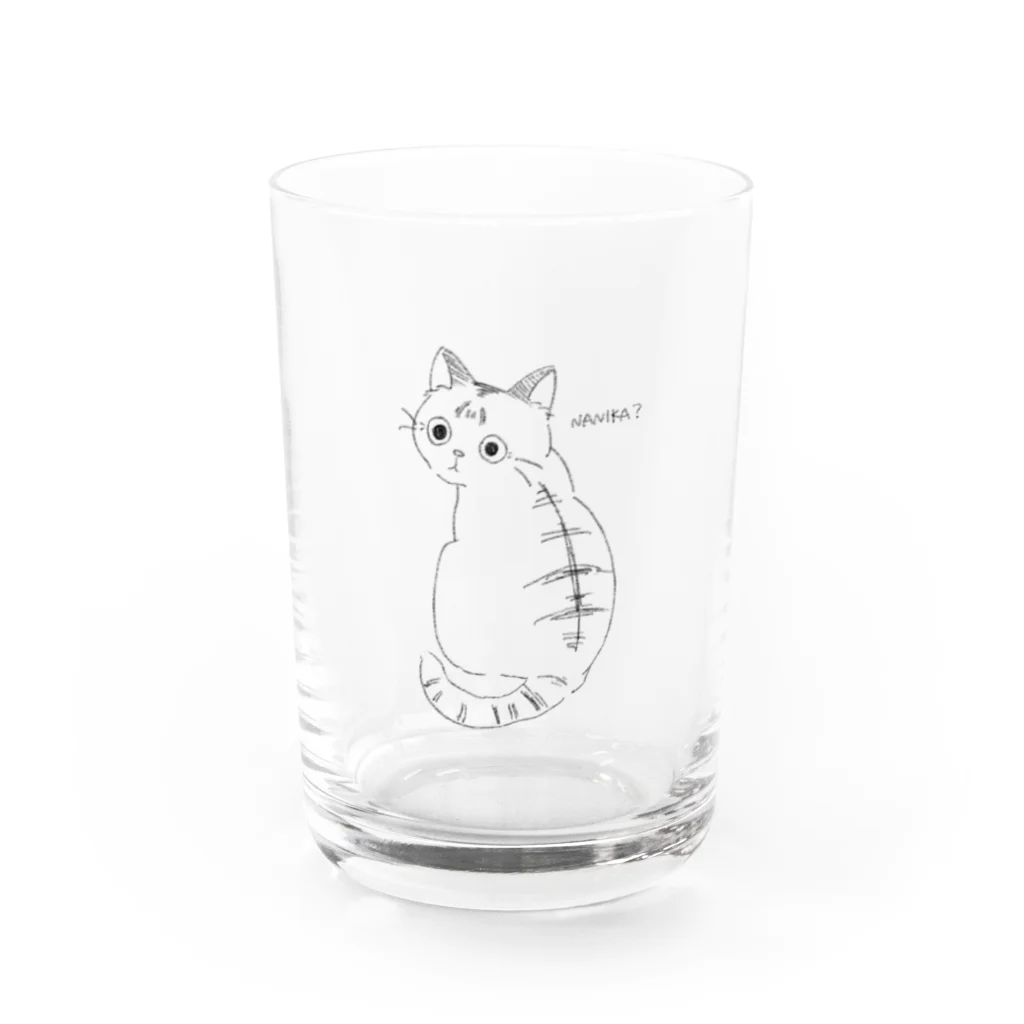 猫おばさんの猫屋さんの見返り猫 Water Glass :front